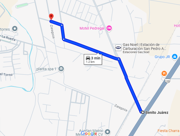 Ruta a la carretera MEX-120